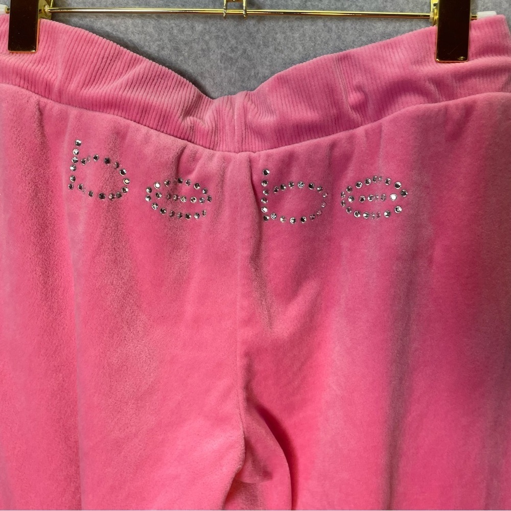 Bebe Y2K Pink Rhinestone Logo Velour Jacket and Pant Set - Picture 4 of 8